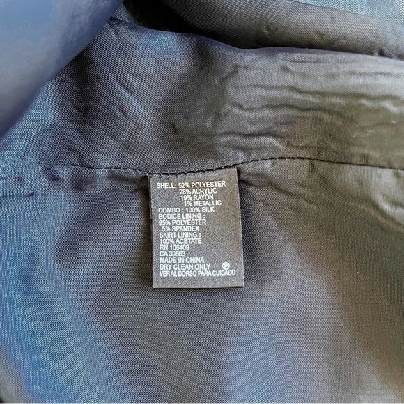 Antonio Melani‎ Size 0 Heart Neck Navy Cocktail Dress with Tweed Pencil Bottom - Picture 13 of 14